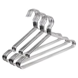 30 HANGERS heavy stainless steel silver nonslip EUC 16.5" strong adult
